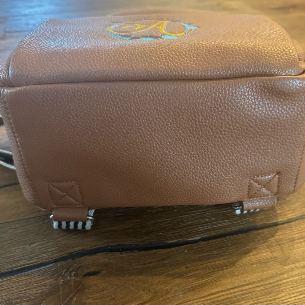 Brown Textured Backpack With Monogram - image 3